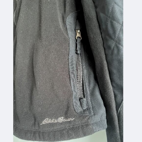 Eddie Bauer Women’s Black Fleece Jacket Medium – Quilted Details - Picture 7 of 11